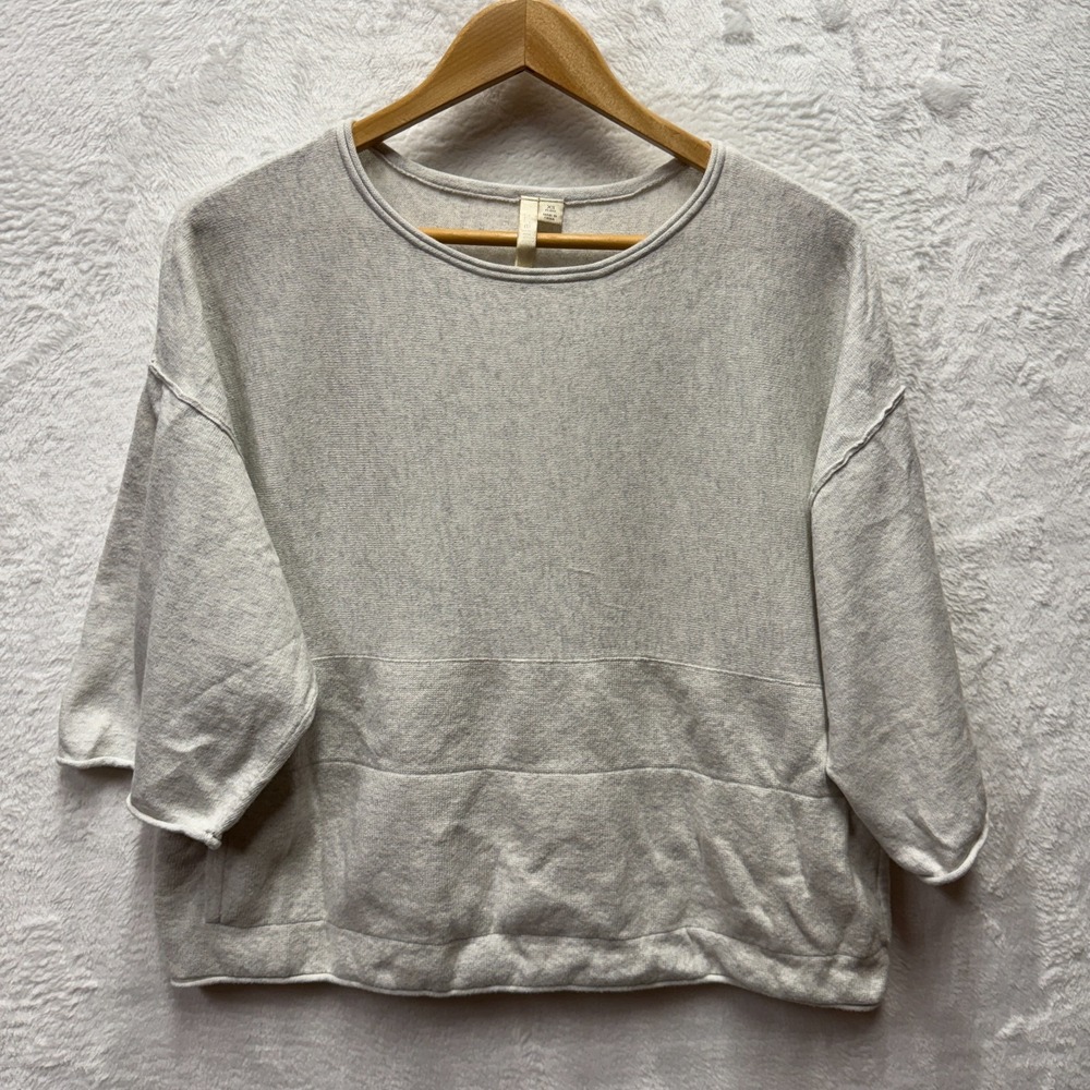 Pure Jill Cashmere Blend Kimono Sweater Womens PXS Gray Short Sleeve Oversized